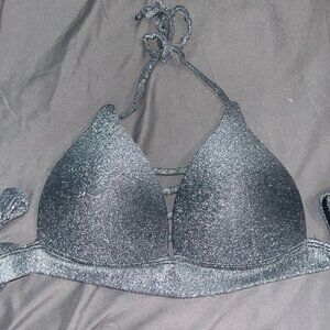 SILVER SPARKLE BIKINI TOP